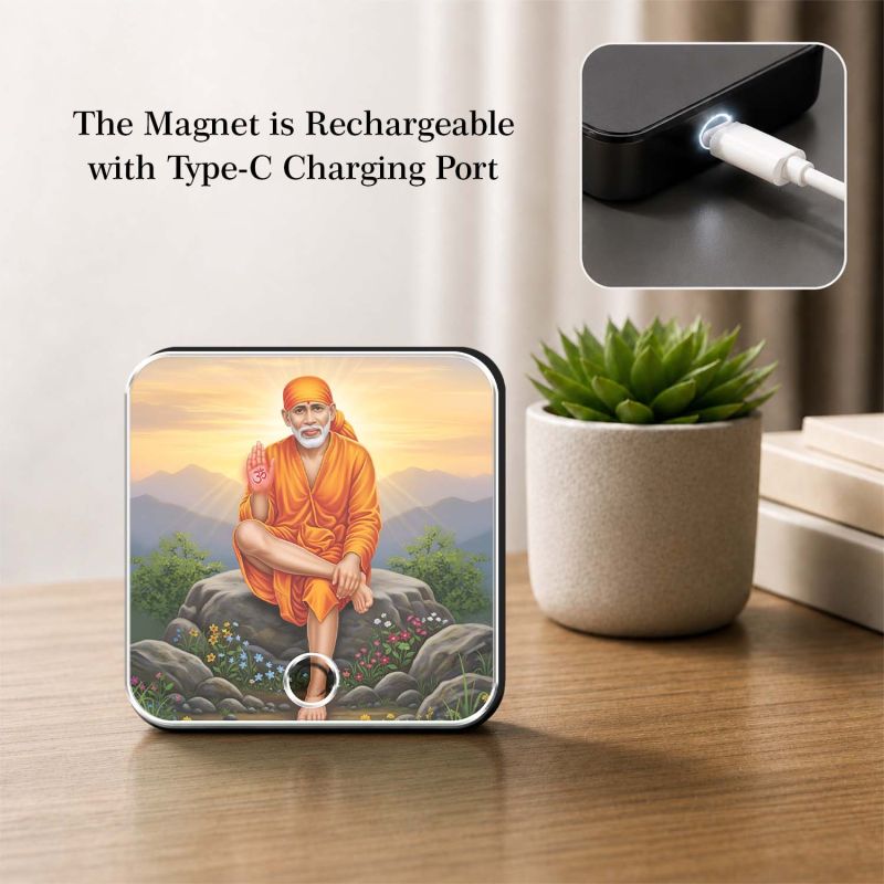 Shirdi Sai Baba Musical Fridge Magnet | Religious Return Gifts Devotional Spiritual Home Mandir Decor Rechargeable Speaker Home Decor